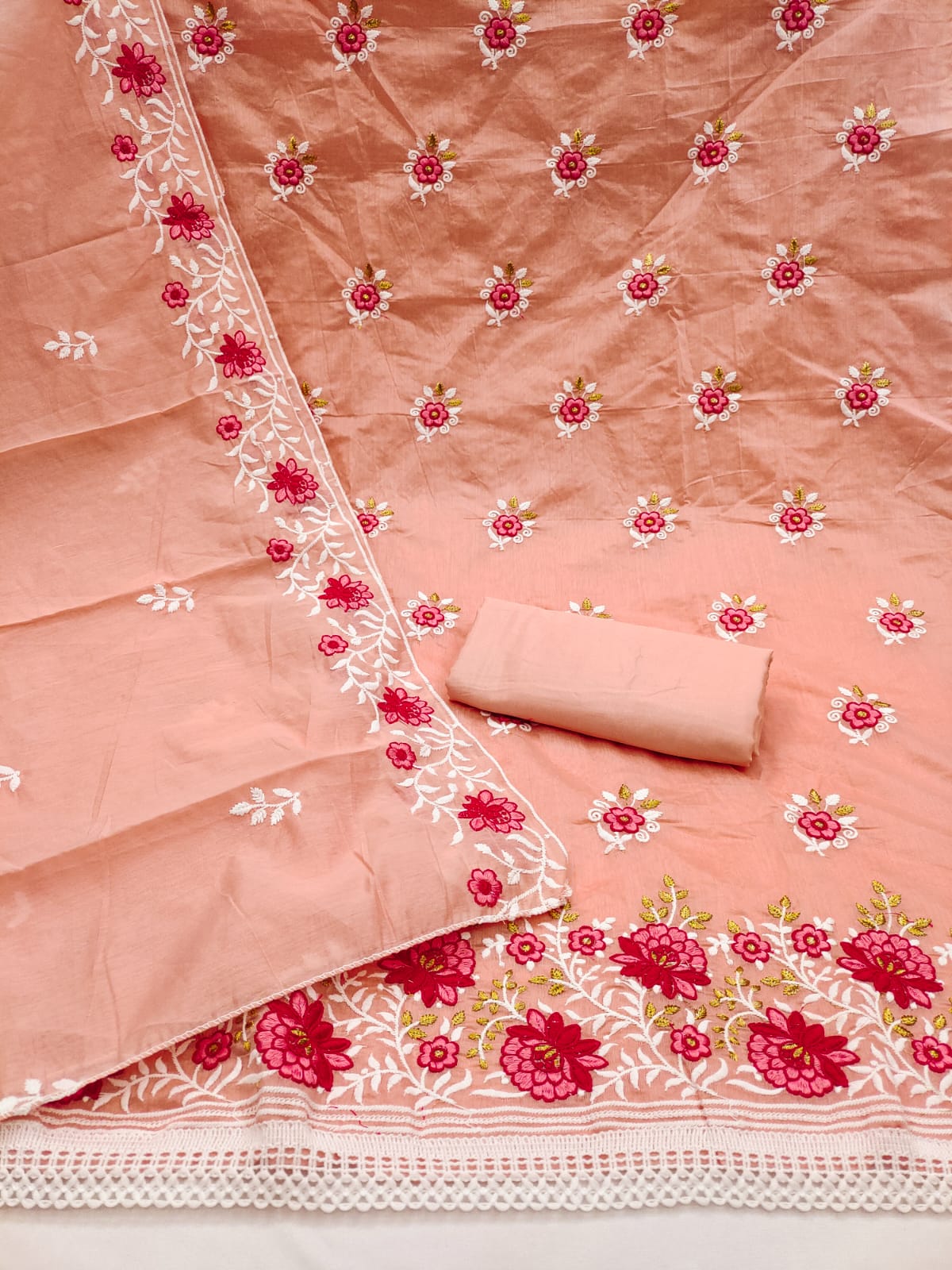 Nitya Nx Embroidery Work Chanderi Cotton Dress Material